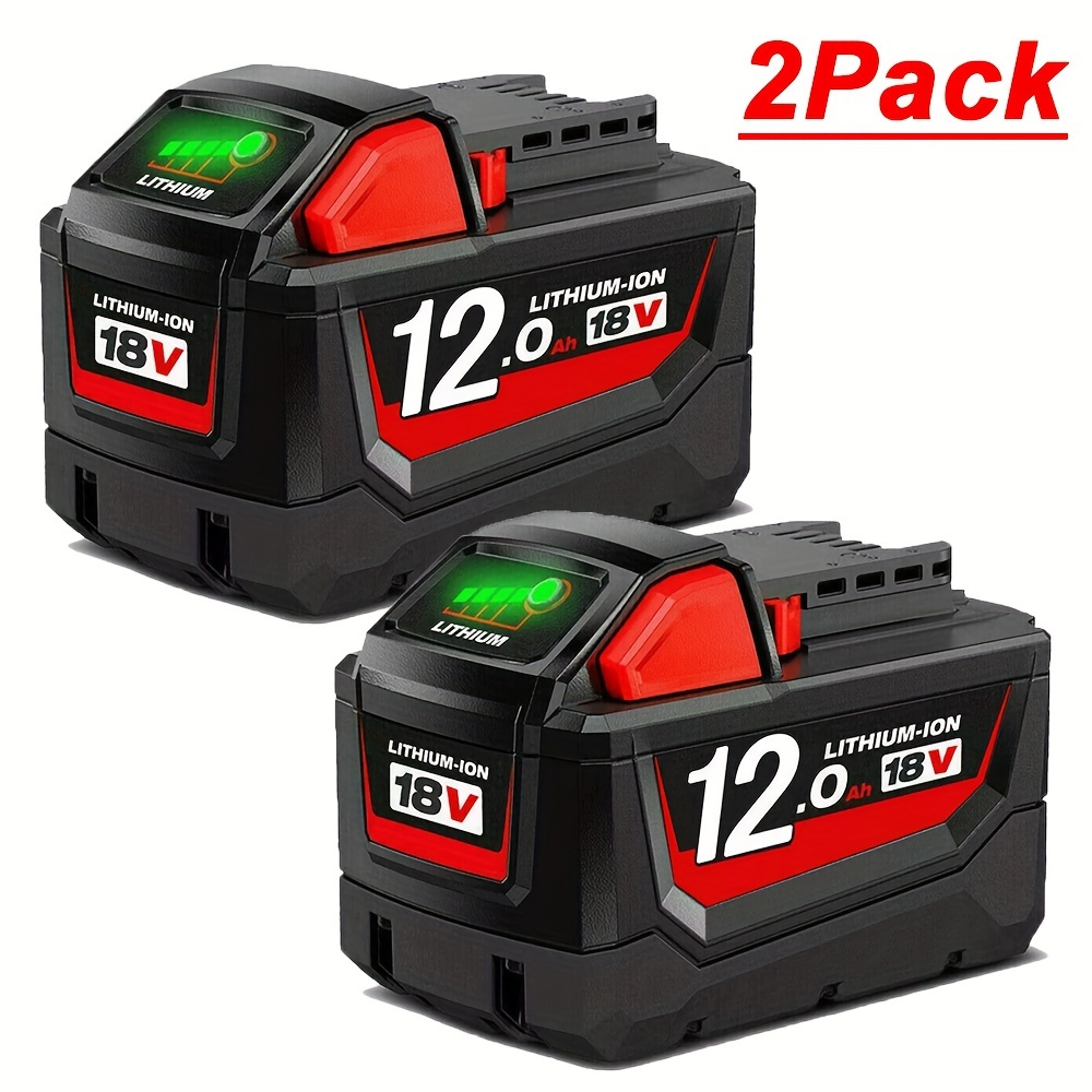 

2pack 12.0ah For Tool 48-11-1862 48-11-1828 48-11-1850 48-11-1852 For M18 Lithium-ion High Hd 12000mah 18v Tools