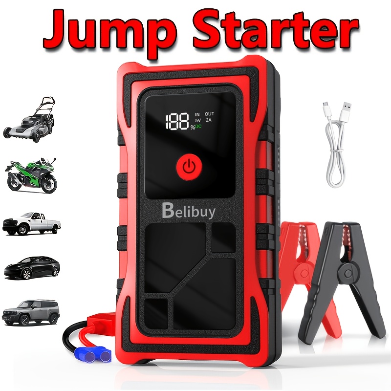 TEMU Wireless Car Emergency Supply, Portable Battery Starter, 12v Portable Car Battery Charger (8.0l Gasoline/1.72 Gallon ) For Quick , Usb