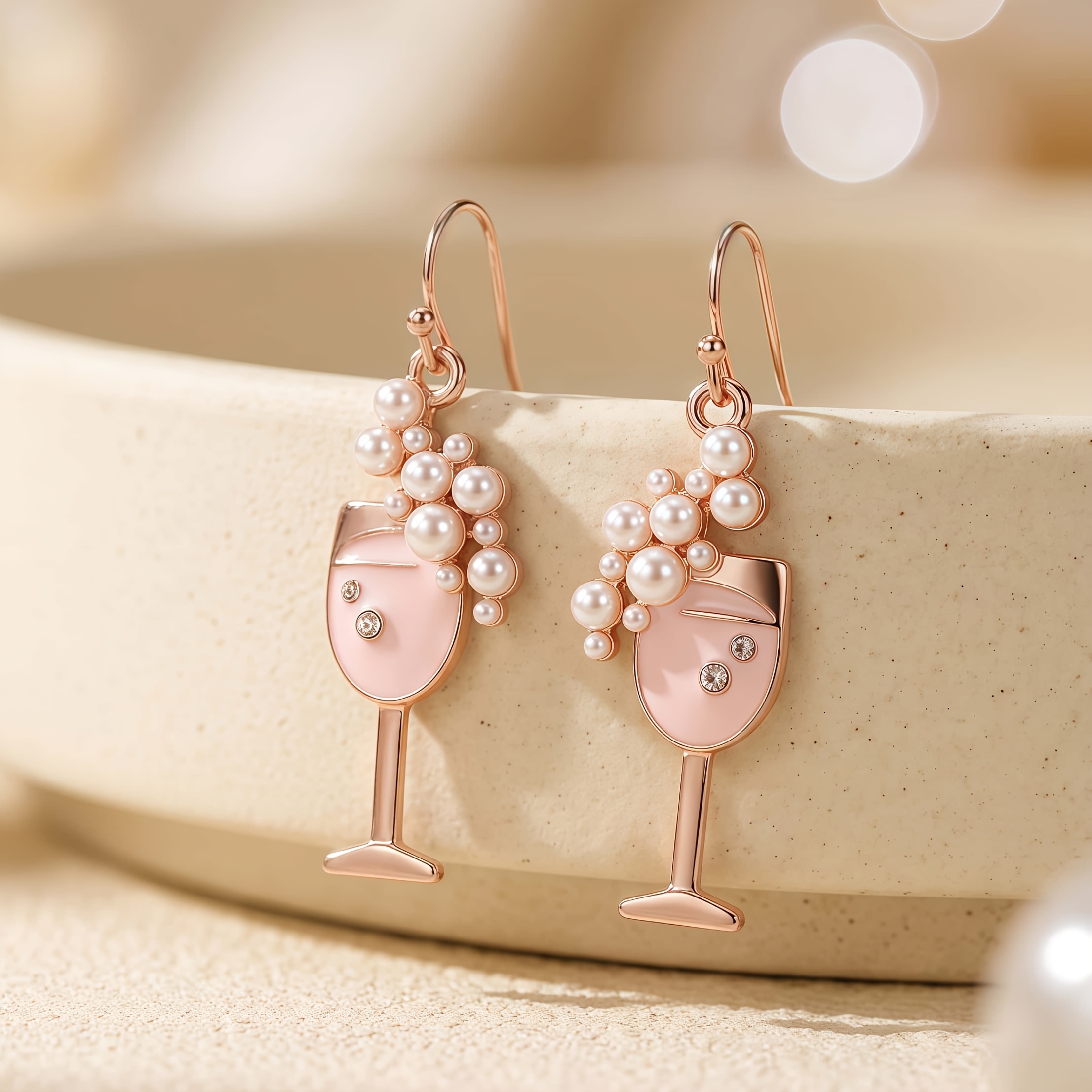 TEMU Cute Individual Wine Cup Pearl Drip Women's Stud Earrings, Perfect For Valentine's Day Gift For Girlfriend, Daily Wear