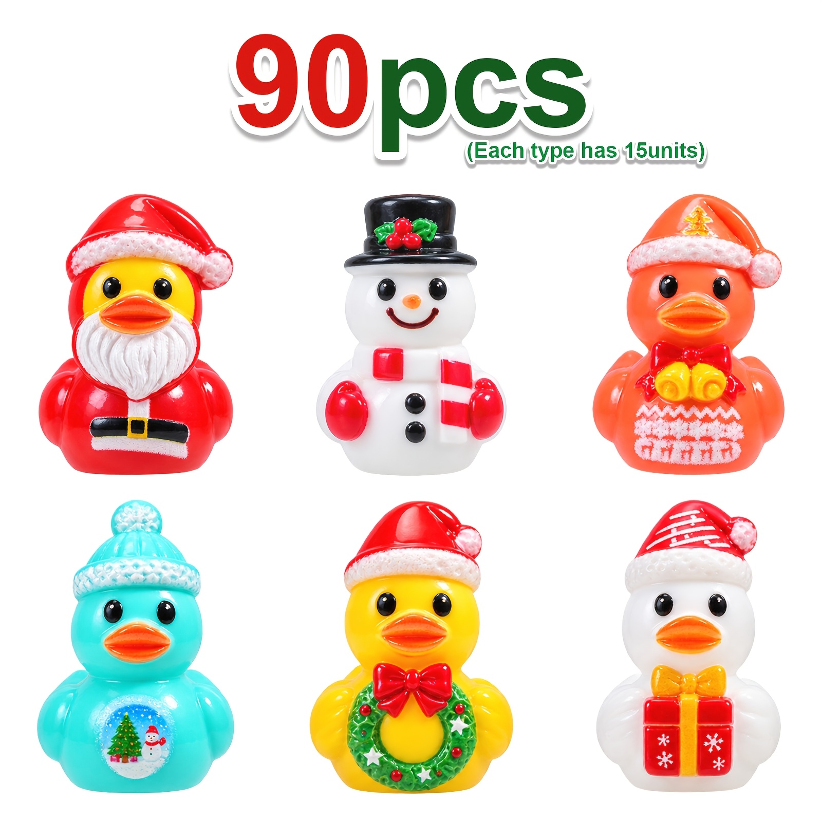 TEMU 60/90pcs Christmas Mini Ducks, 6 Styles Of Mini Resin , Christmas Tree Gift Boxes, , Halloween-themed Small Statues, Garden Miniature Landscape