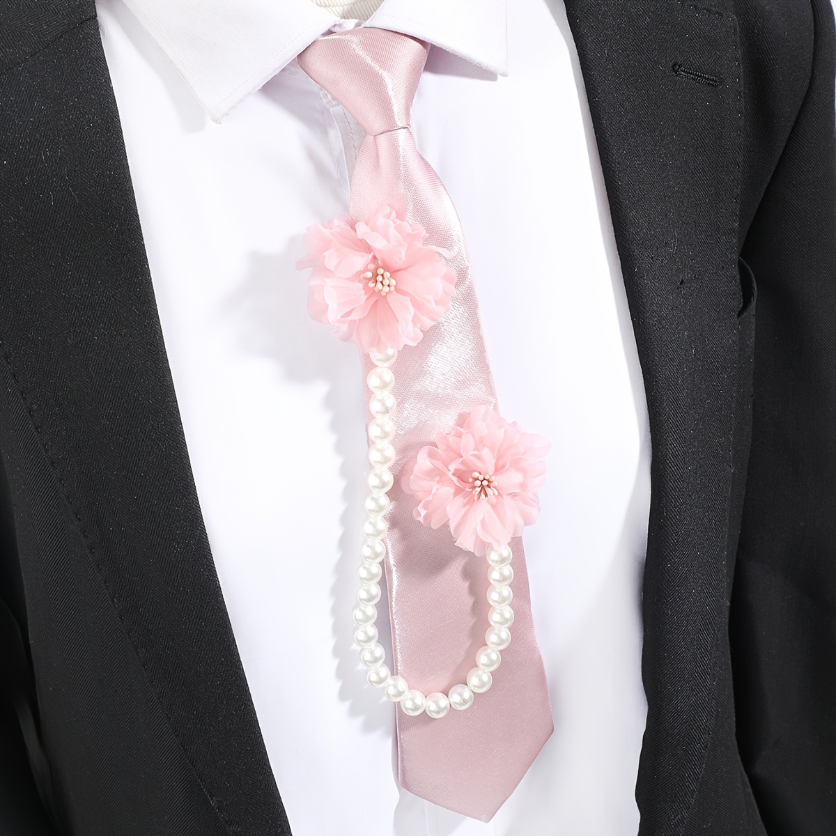 TEMU 1 stuks Bloem Accessoire Roze Stropdas