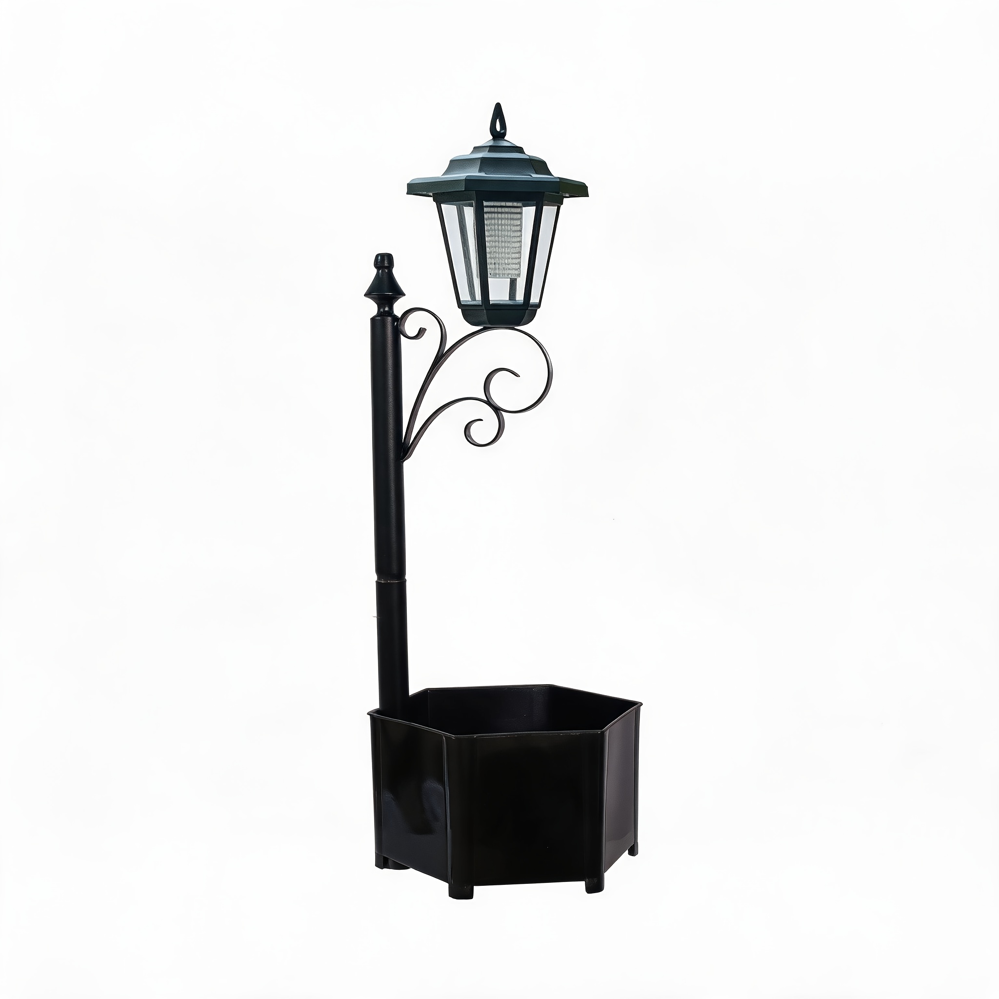 Image of 2-in-1 Solar Planter With Led Light, 29.53cm Tall Outdoor Flower Pot Garden Lantern, Automatic Dusk-to-dawn Lighting, No Wiring Needed For Patio, Porch, Pathway, Entryway