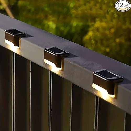12pcs of solar outdoor lights designed for fences stairs driveways gardens railings and walls featuring light control for outdoor step lighting solar patio lights suitable for garden courtyard porch stair railings