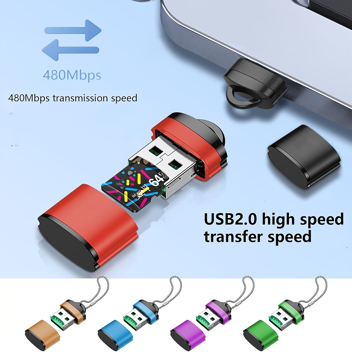 

480mbps Usb 2.0 Flash Card Reader Adapter For Sd And Tf Cards - Aluminum Alloy, With Phones, Laptops, Tablets, And Car Audio Players