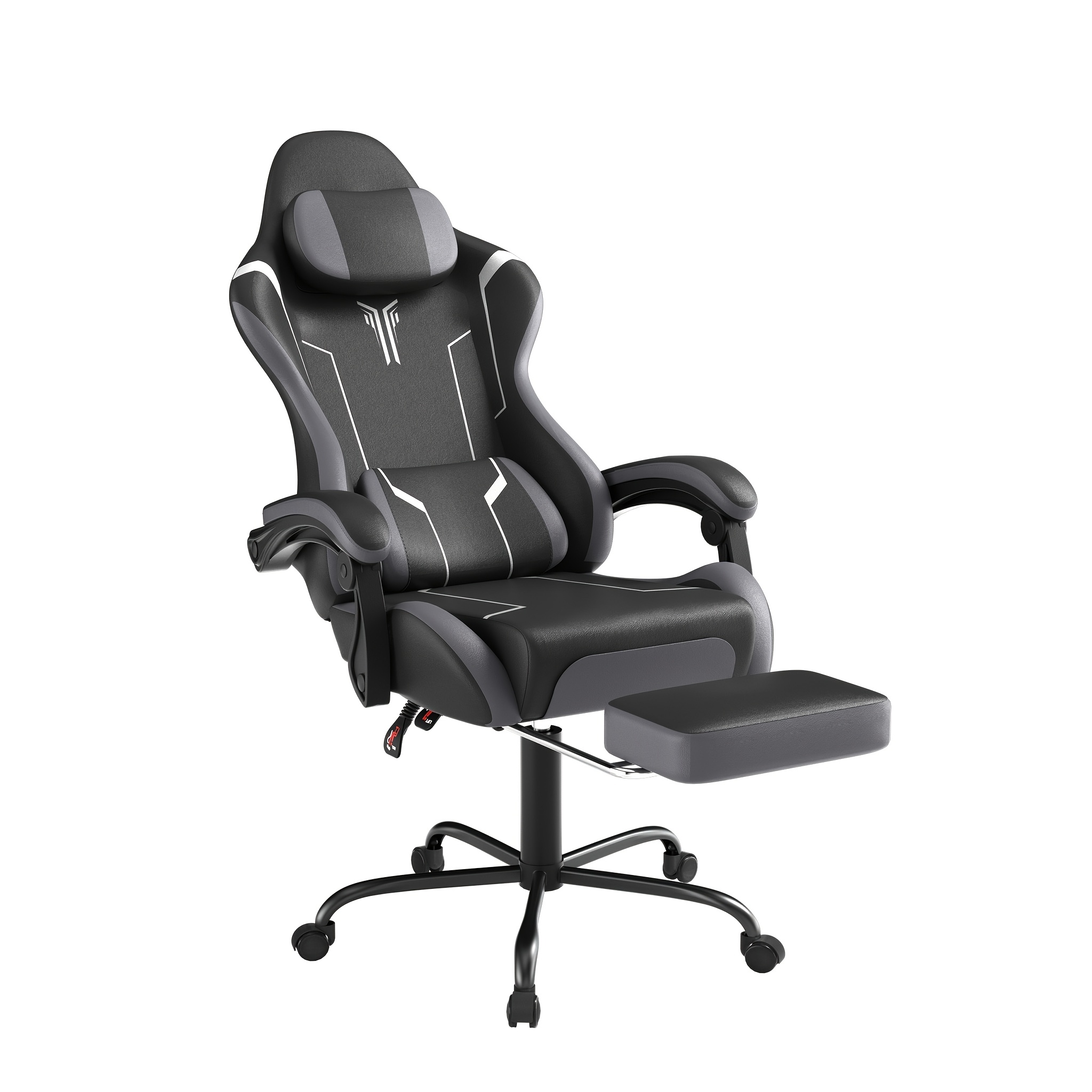 TEMU Chaise Gaming Ergonomique avec Coussin Lombaire Réglable & Appui-Tête & Accoudoirs & -Pieds Chaise de Bureau PC Chaise d'Ordinateur Inclinaison