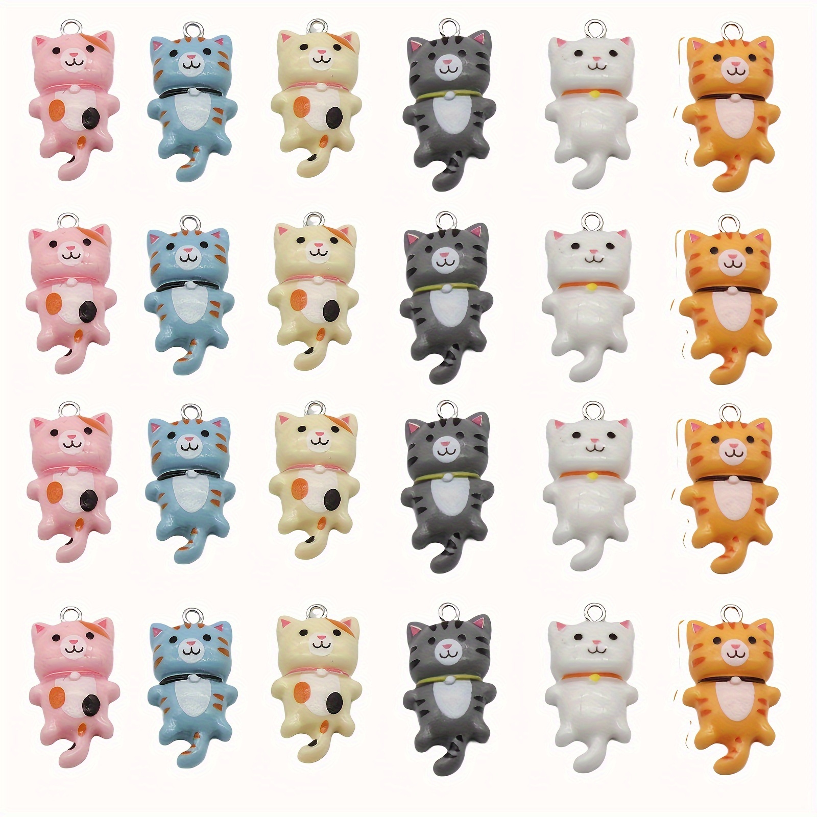 

10/20/30pcs Cartoon Cat Resin Pendants For Diy Earrings, Necklace, Keychain & Mobile Phone Chain, Jewelry Making Accessories