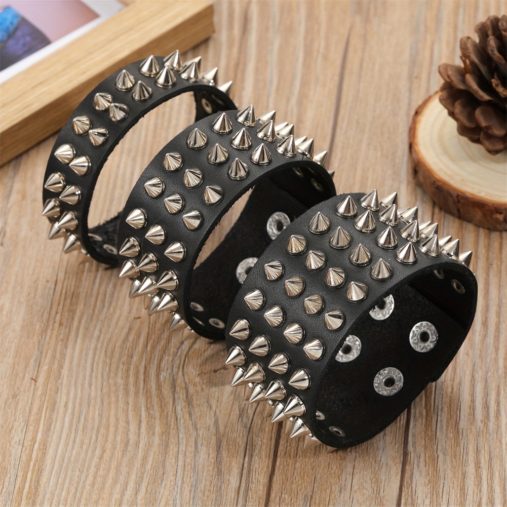 leather studded bracelet sold on Temu United States