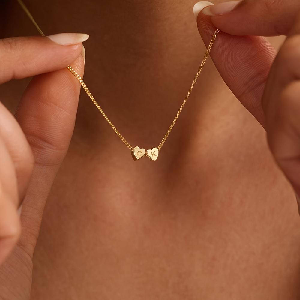Custom Heart Letter Necklace in Stainless Steel