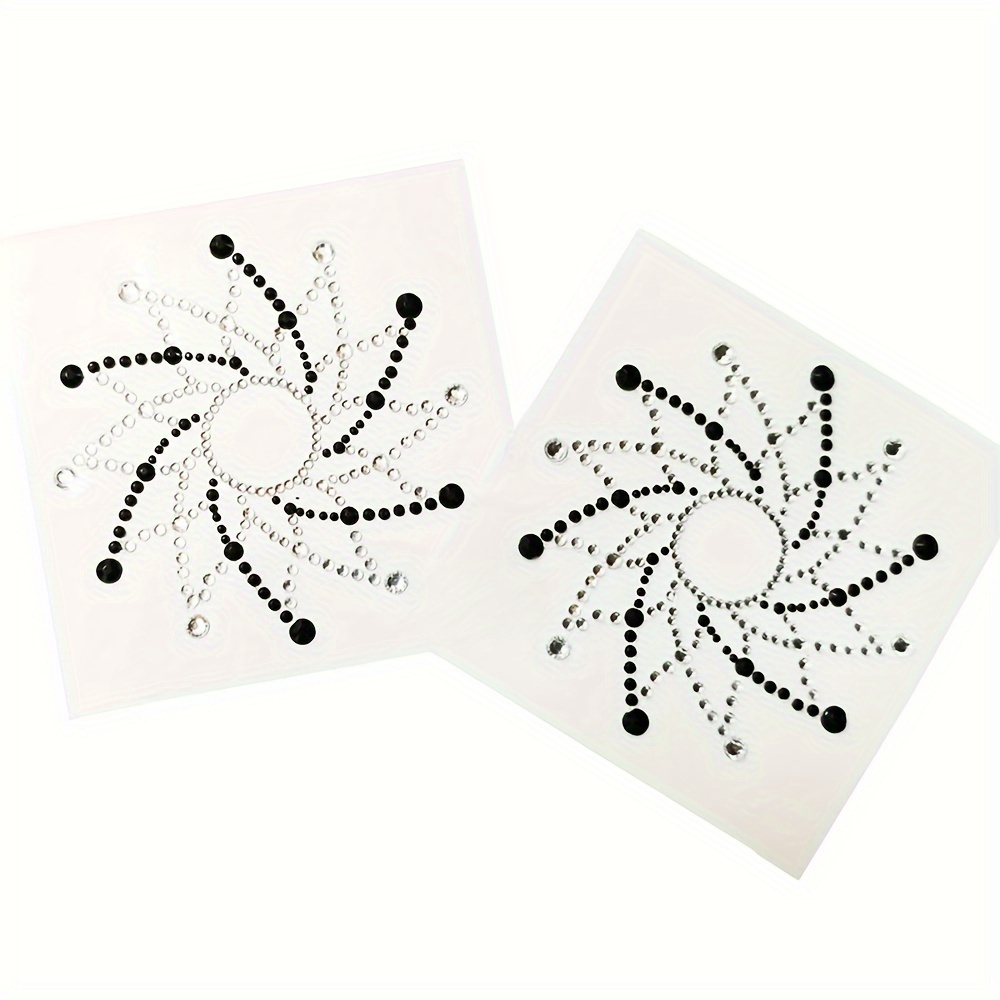 Image of 2pcs/set Chic Self-adhesive Acrylic Rhinestone Windmill Covers - Disposable, Non-washable, Fashion Accessory For Women