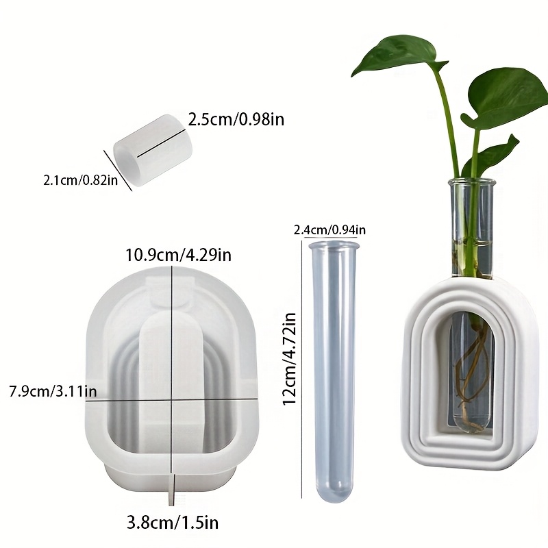 TEMU Arched Hydroponic Vase Silicone Mould Diy Hydroponic Test Pipe Planter Plaster Casting Mold Resin Craft Making Home Decoration