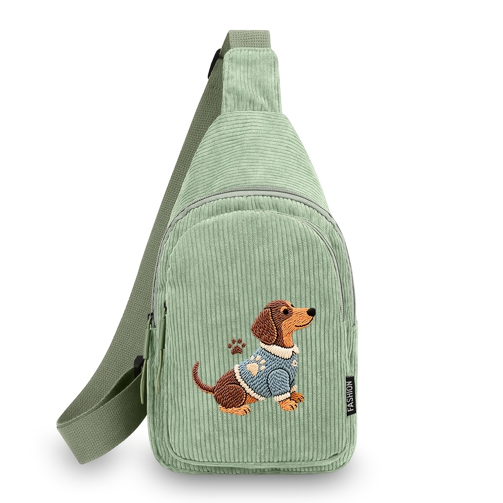 Small Shoulder Bag Crossbody Bag, Cute Little Dog Unique Printed Phone Bag, New Corduroy Shoulder Bag, Perfect Gift , Casual Coin Purse