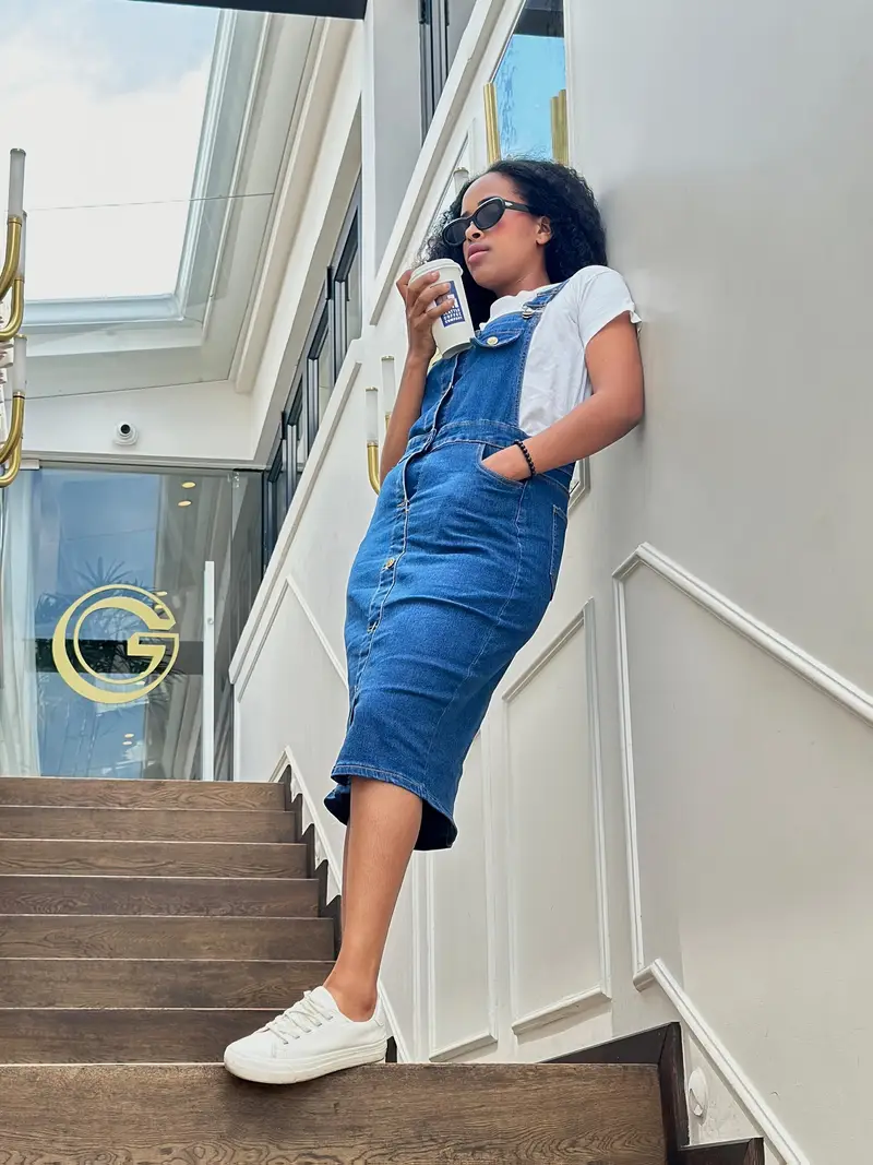 overall fitted dress Cream Overall Dress - Twill Overall Dress - Overall Mini Dress