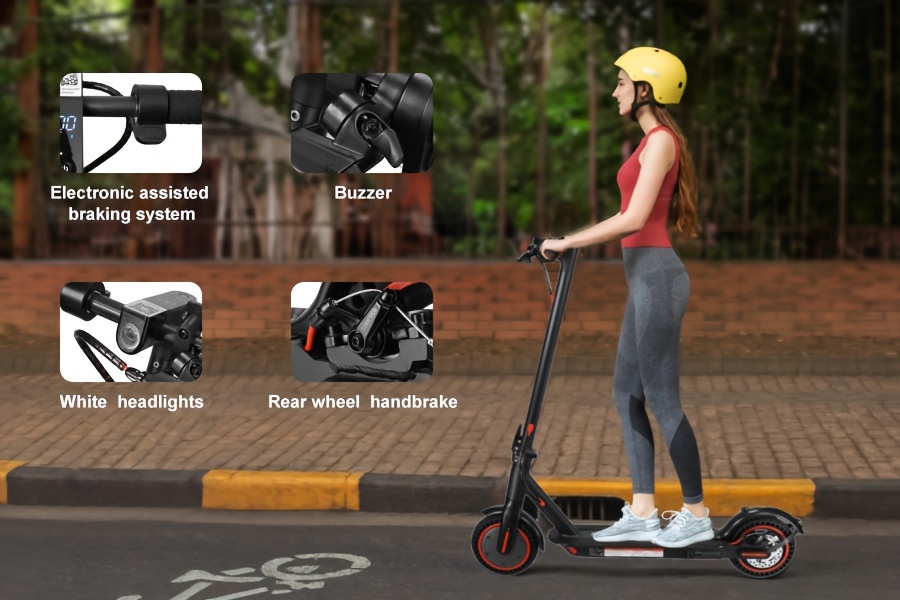 8.5-inch Adult Folding Electric Scooter With LED Display Screen, Dual Brake System For Commuting, Motor Power Range Of 350W, 10.4Ah Lithium Battery, 3 Speed Modes, 15-30 Mile Range And 120kg Load