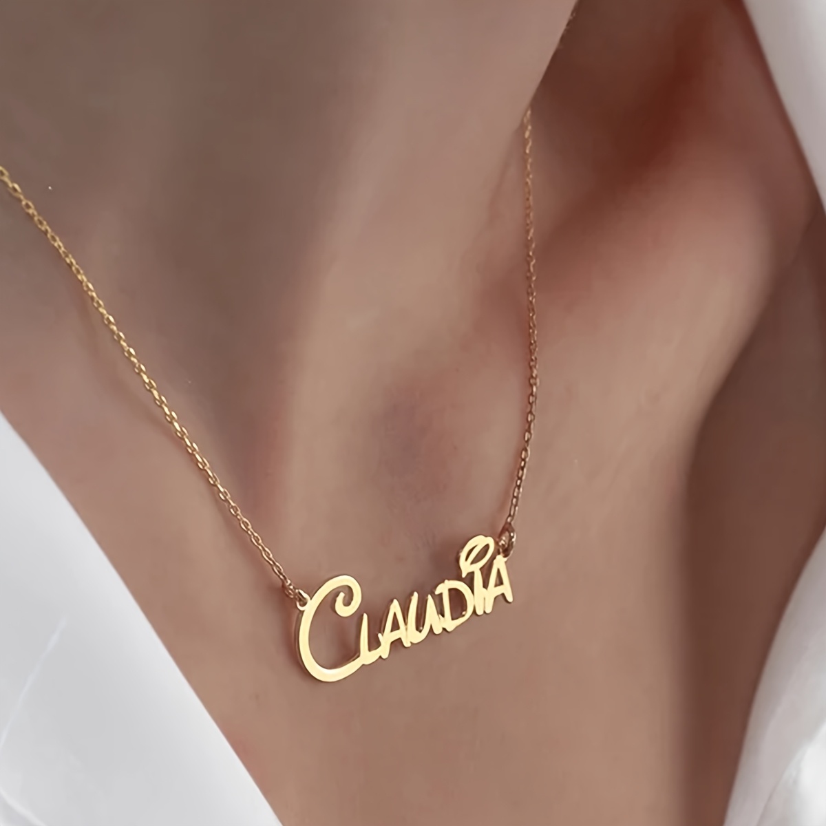 TEMU Personalized Name Necklace - Custom Engraved Stainless Steel Jewelry With Font, 18k Golden Plated, Cute For Women, Perfect Gift For Christmas,