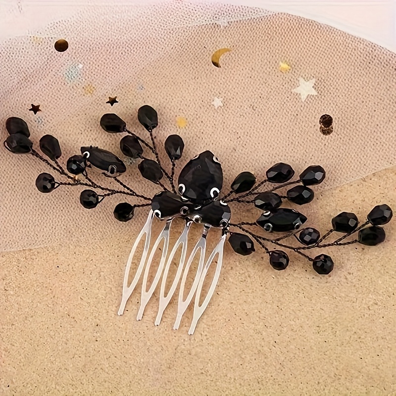 Image of Bridal Headdress Black Comb Hair Accessories Wedding Costume Jewellery Black Hair Accessories