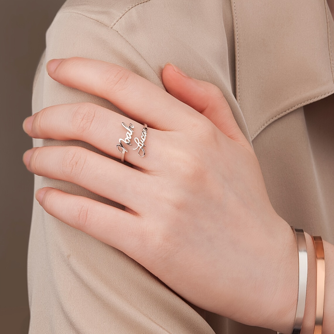Image of Custom Rings, Stainless Steel Adjustable 's Name Rings, Wedding Rings, Women's Jewelry, English Language Only