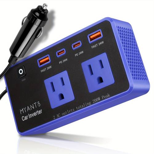 200w car power inverter 12v to 110v ac car plug adapter car inverter charger with pd 24w qc 24w power inverter for vehicles car office working trip