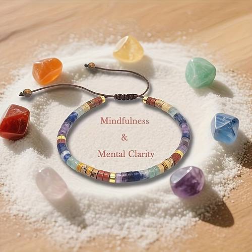7 chakra bracelet natural stone beaded woven for women spiritual bracelets bohemian style crystals meditation relax women anxiety jewelry gift suitable for daily wear