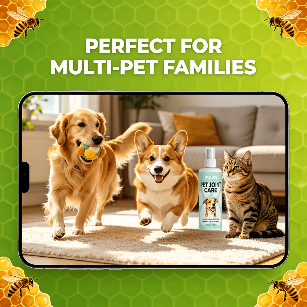 FAELUTE Pet Bee Venom Joint Care Spray - for Senior & Young Pets, Daily Joint Comfort Support, Gentle Spray Formula for Dogs & Cats