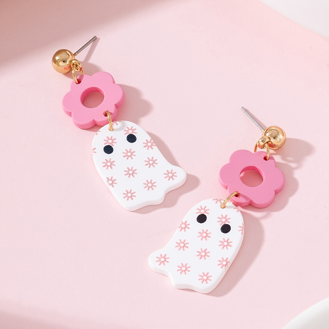 TEMU 1 Paire de boucles d'oreilles d'Halloween Horreur Rose Floral Mode Femme, Idéales pour les Fêtes et Cadeaux