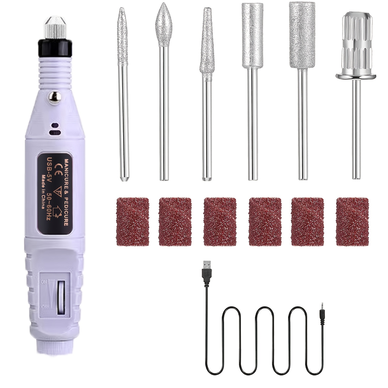 

1pc Portable Electric Nail Drill Kit - -powered Polisher With Adjustable , Includes Multiple Attachments For Diy Nail Art, Gel Removal & Manicure/pedicure - No Battery Needed