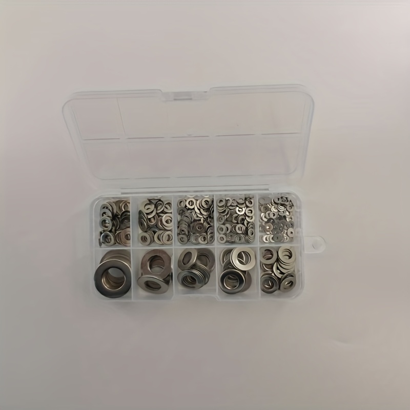 E-shop 600-teiliges Unterlegscheiben-Sortiment - 9 Größen M2-M10, einfache Installation, langlebiges verzinktes Kohlenstoffstahlmaterial,