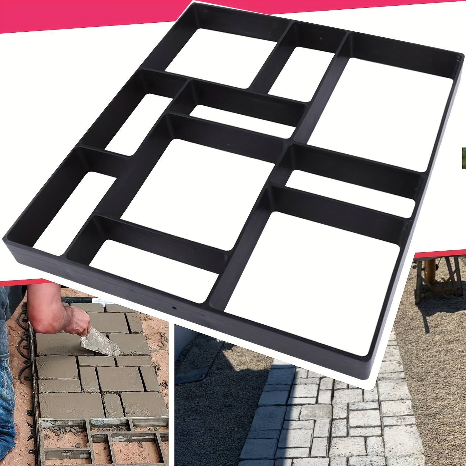 

23.6"x19.7"x1.9" Plus Size Reusable Concrete Molds Stepping Stone Paver Lawn Patio Yard Garden Diy Walkway Pavement Paving Moulds (10-grid)