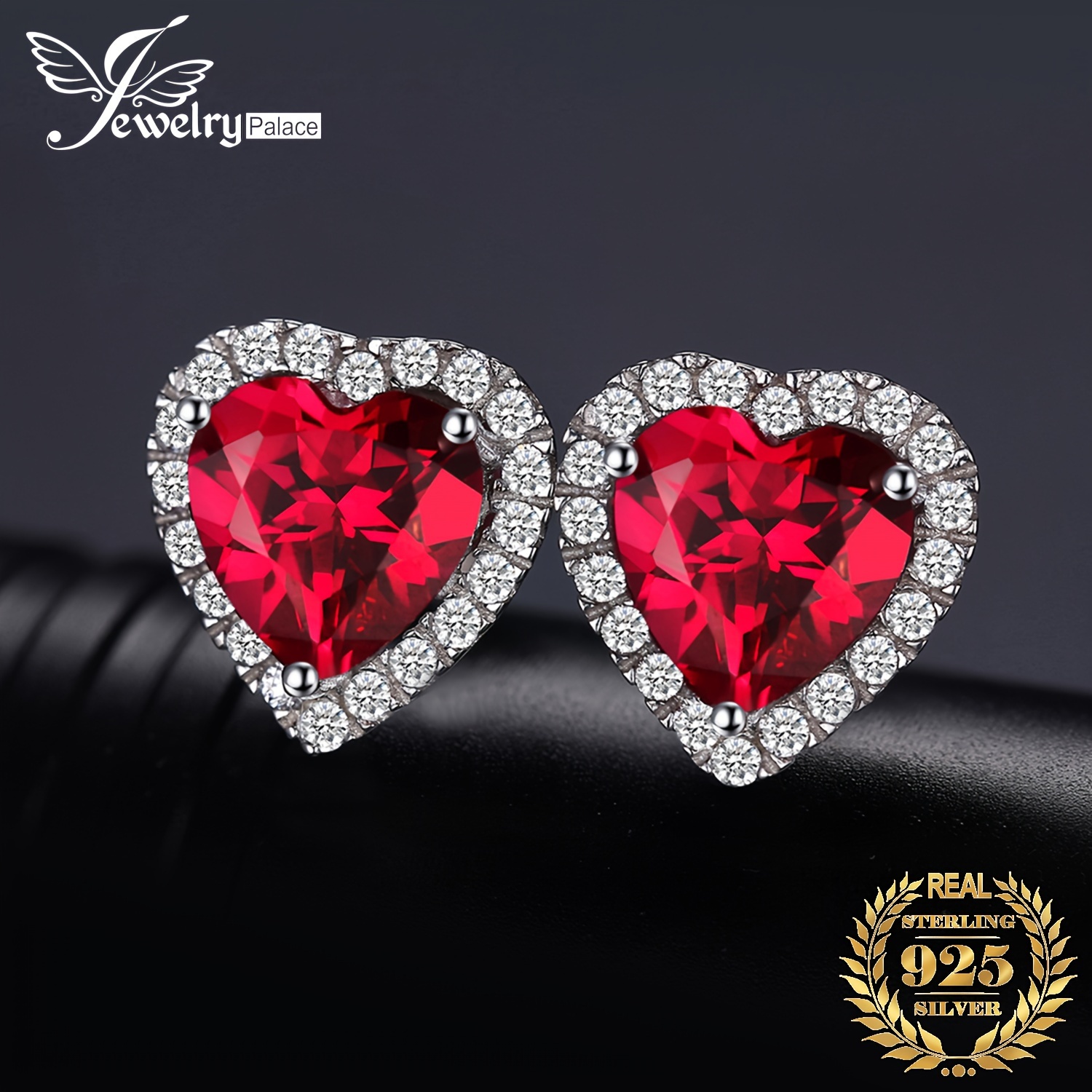 

1pair 925 Sterling And Heart Red Stud Earrings For Women For Girls For Dating Gift For Valentine's Day Fine Jewelry