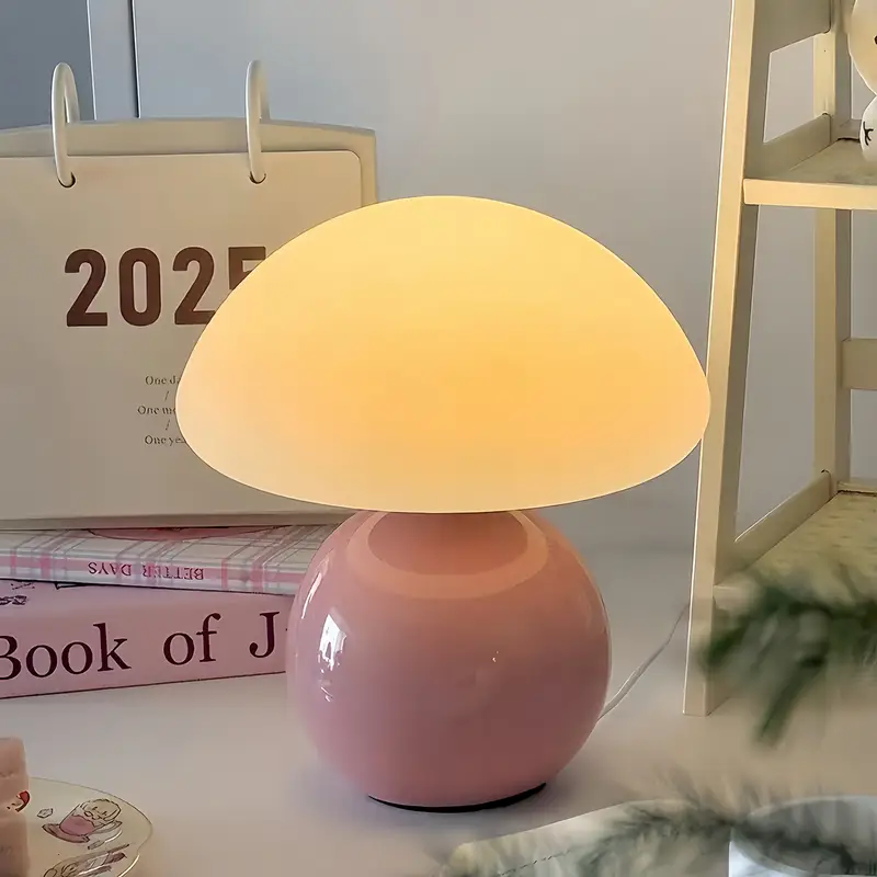 elegant usb powered ceramic mushroom table lamp with adjustable brightness touch control soft dimmable light for bedroom living room desk and home office decor usb lighting fixture living room lamp desk lamp sleek cylindrical shade durable plastic body Product details 3