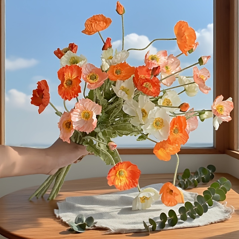 32 bunte vierfarbige künstliche mohnblumen gemischte