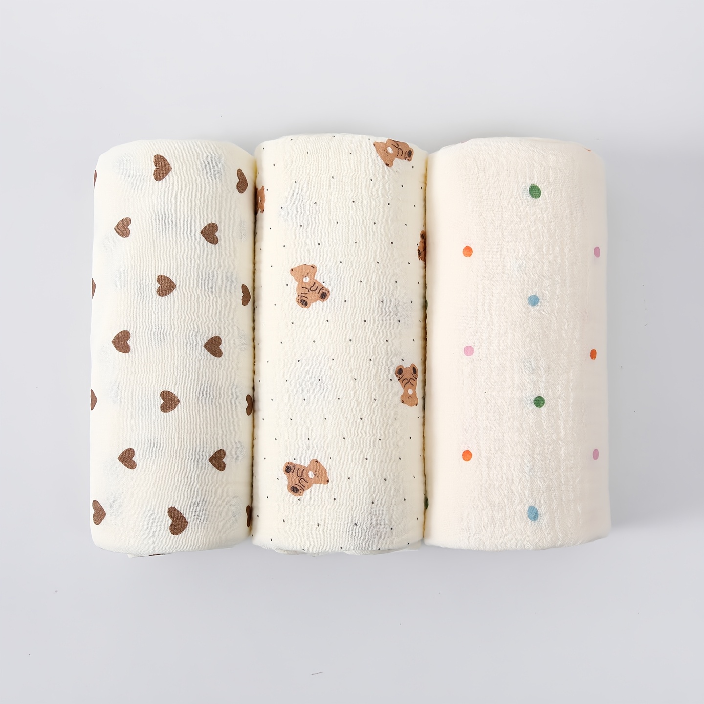 Image of 3-pack Children&;s Gauze Blankets, Multiple Patterns , Double-layer Gauze, Soft And Breathable, Essential For Newborn Bathing, Ideal Gift For Babies Christmas Halloween