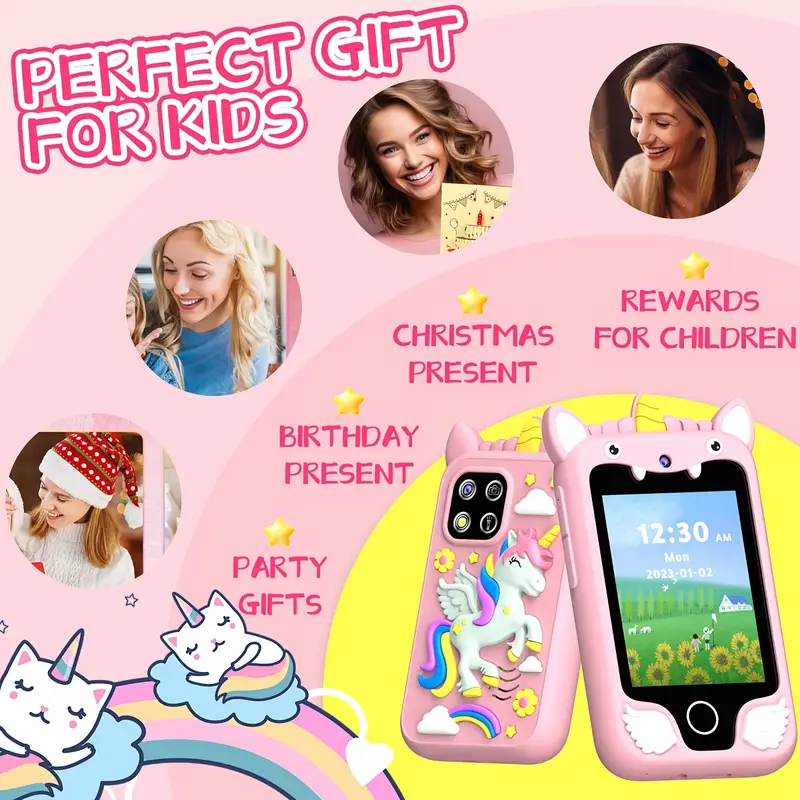 educational mobile phone toy 2 8 inch hd large screen 20 educational games hd dual cameras pedometer flashlight alarm clock and other learning functions a perfect gift for children aged 3 8 on holidays birthdays and christmas details 5