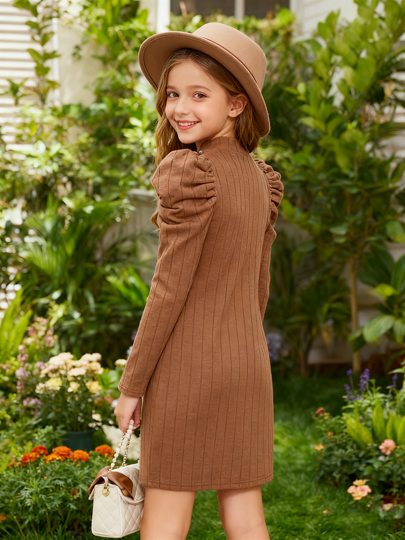 a solid color ribbed knit bodycon dress girls made plain - Temu Norway