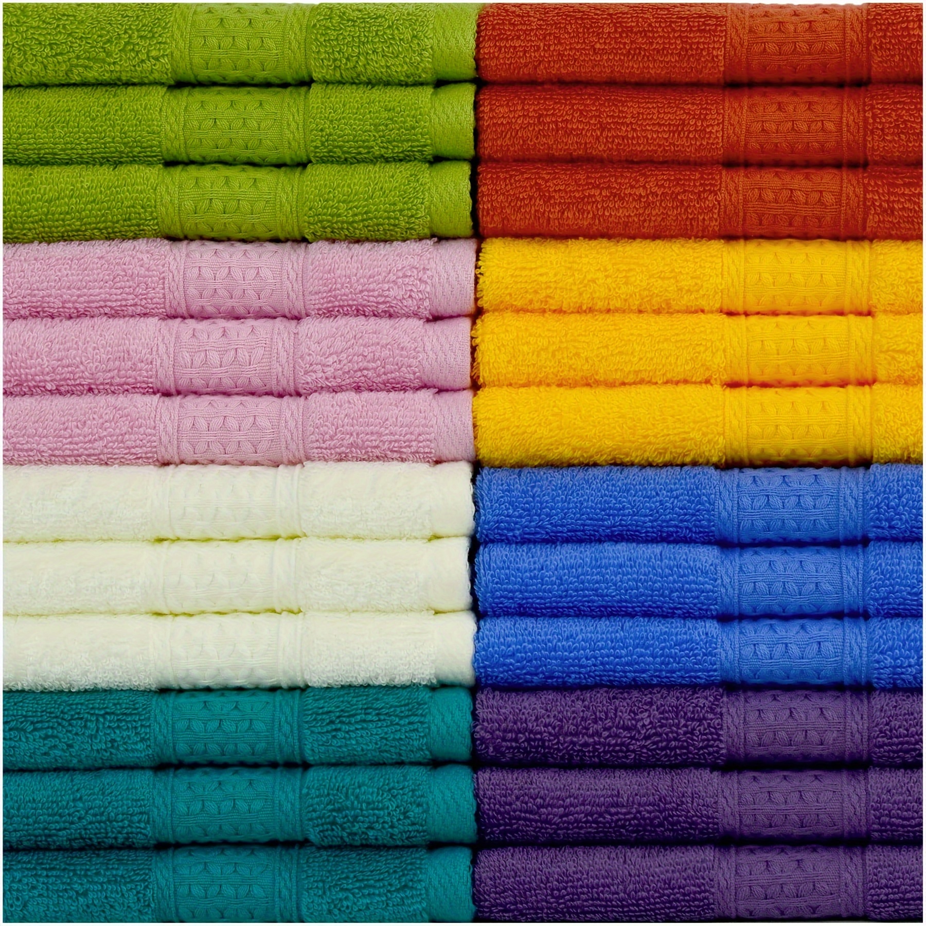 

12-pack Soft Bathroom Face Towels, 100% Cotton Woven Washcloths For Body And Face, Hotel & Travel Hand Towels, Assorted Colors, 400g/㎡ Square Weight, 13 X 13 Inches