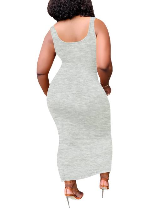 womens chic solid color stretchy dress sleeveless bodycon maxi with pockets machine washable for spring summer