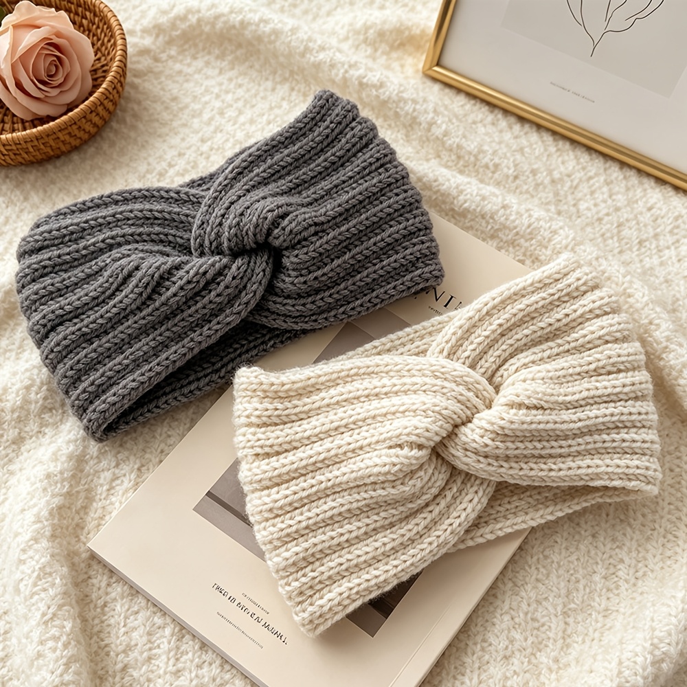 TEMU 2er-Pack Einfarbige Stirnbänder Damen Kleidung Warme Fleece Mode Stirnband Geeignet für Tägliche Hautpflege Reinigung Ausflug Reise Fotografie
