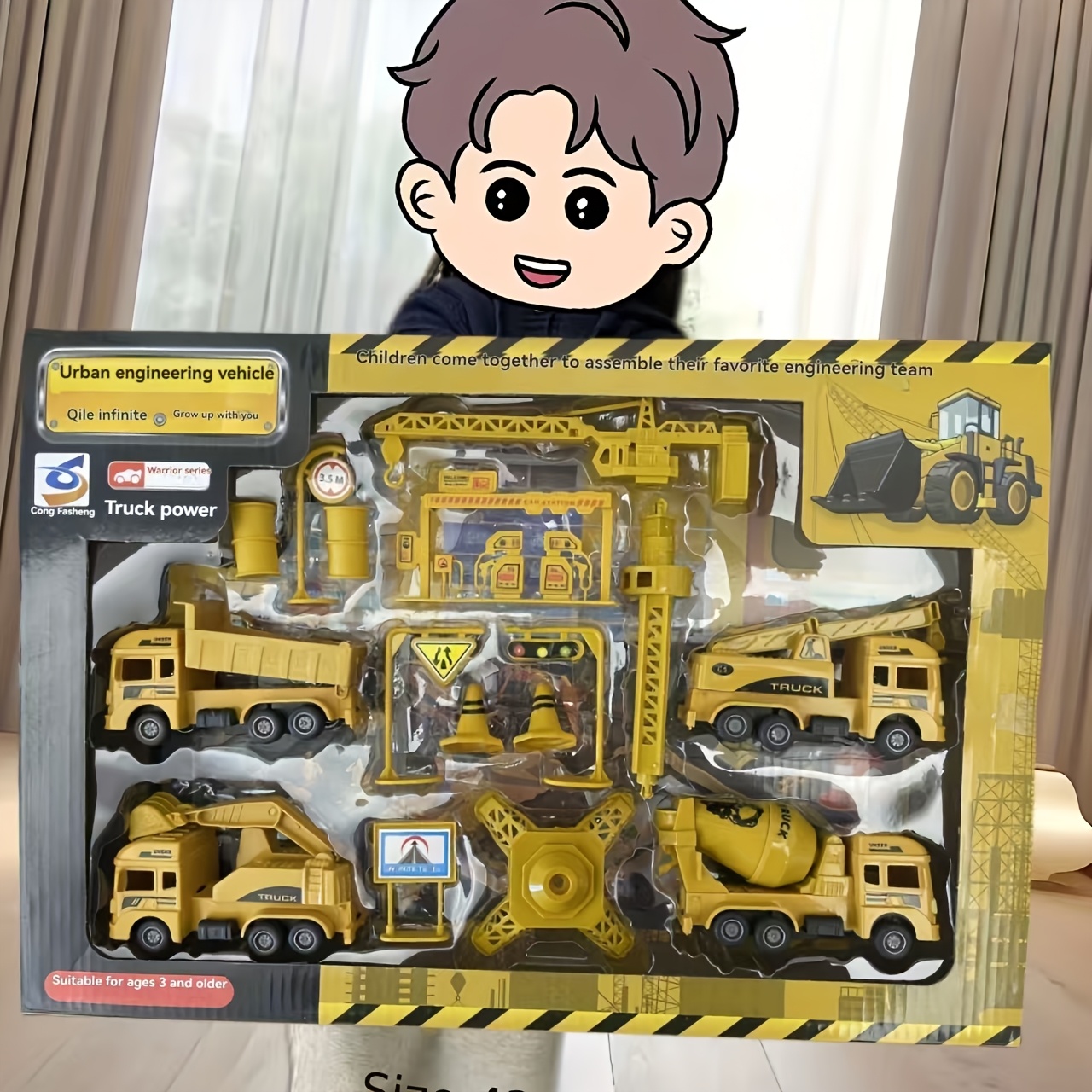 Children's Pull-Back Toy Car Set with Construction Vehicles