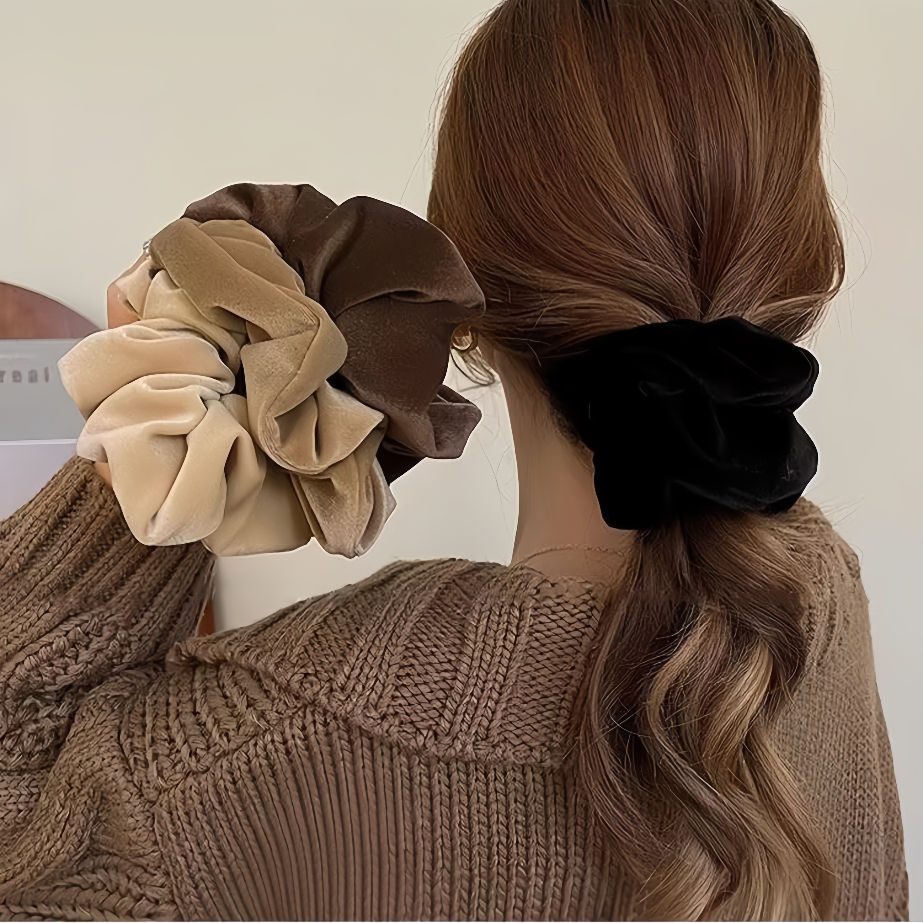 

4pcs Velvet French Large Band Pleated Fabric Headband Women's Hair Accessories