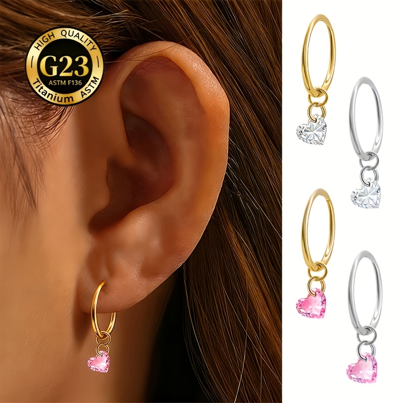 Women's Heart-shaped Drop Nose Ring with Hypoallergenic Clasp