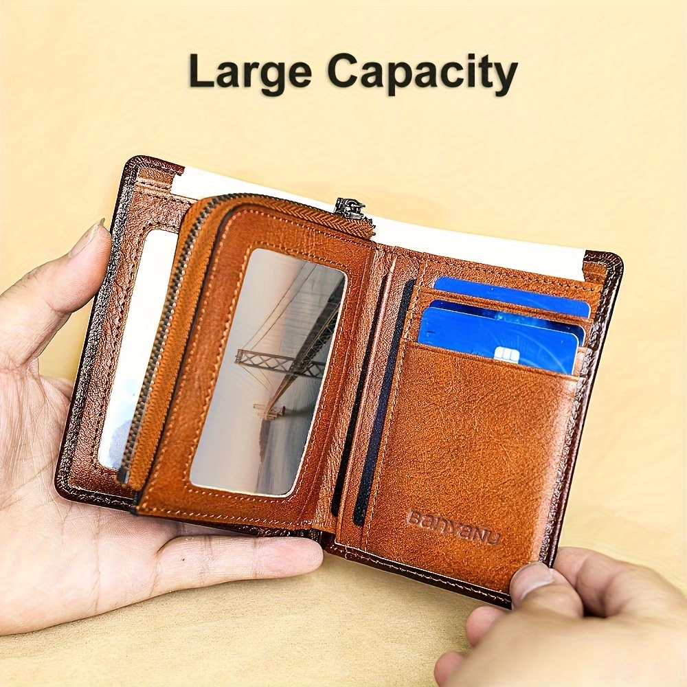 Minimalist Design Mini Wallet Zipper Closure Id Card Holder - Temu