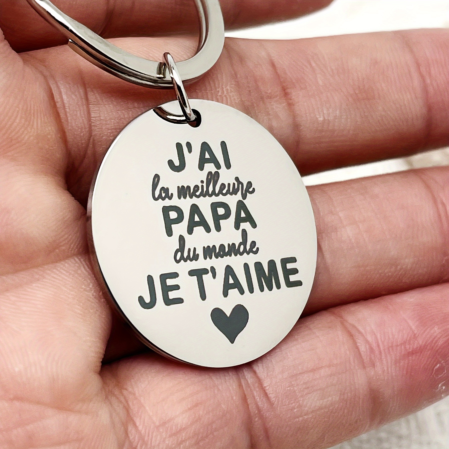 

Porte-clés en Acier Inoxydable pour Papa - Gravé '' en Français, Cadeau pour des Pères & Thanksgiving, Cadeau