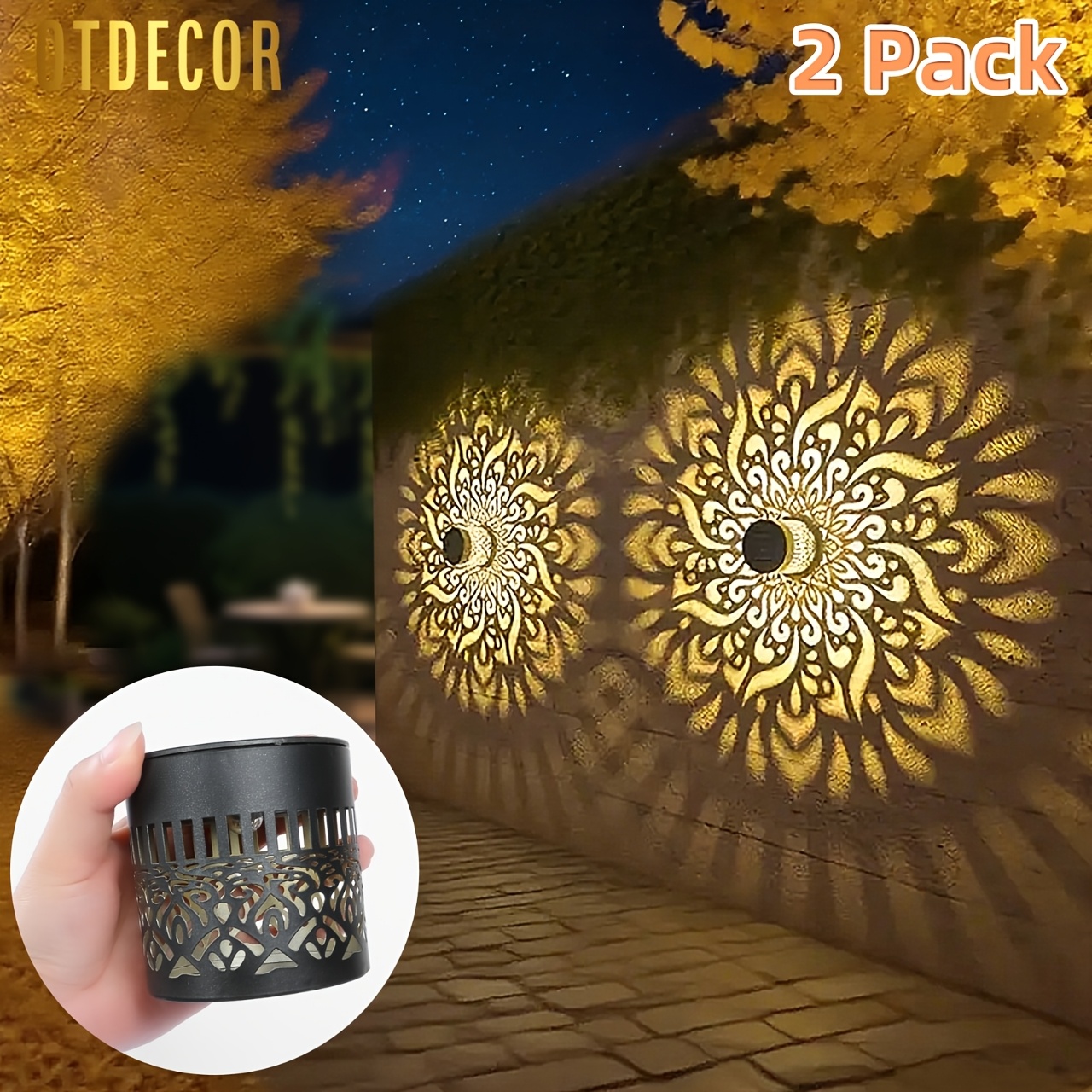 2 pack solar fence lights christmas garden lights outdoor solar wall lights for   christmas decorations enhance garden decor and   outdoor decor with automatic dusk to dawn farmhouse exterior lighting