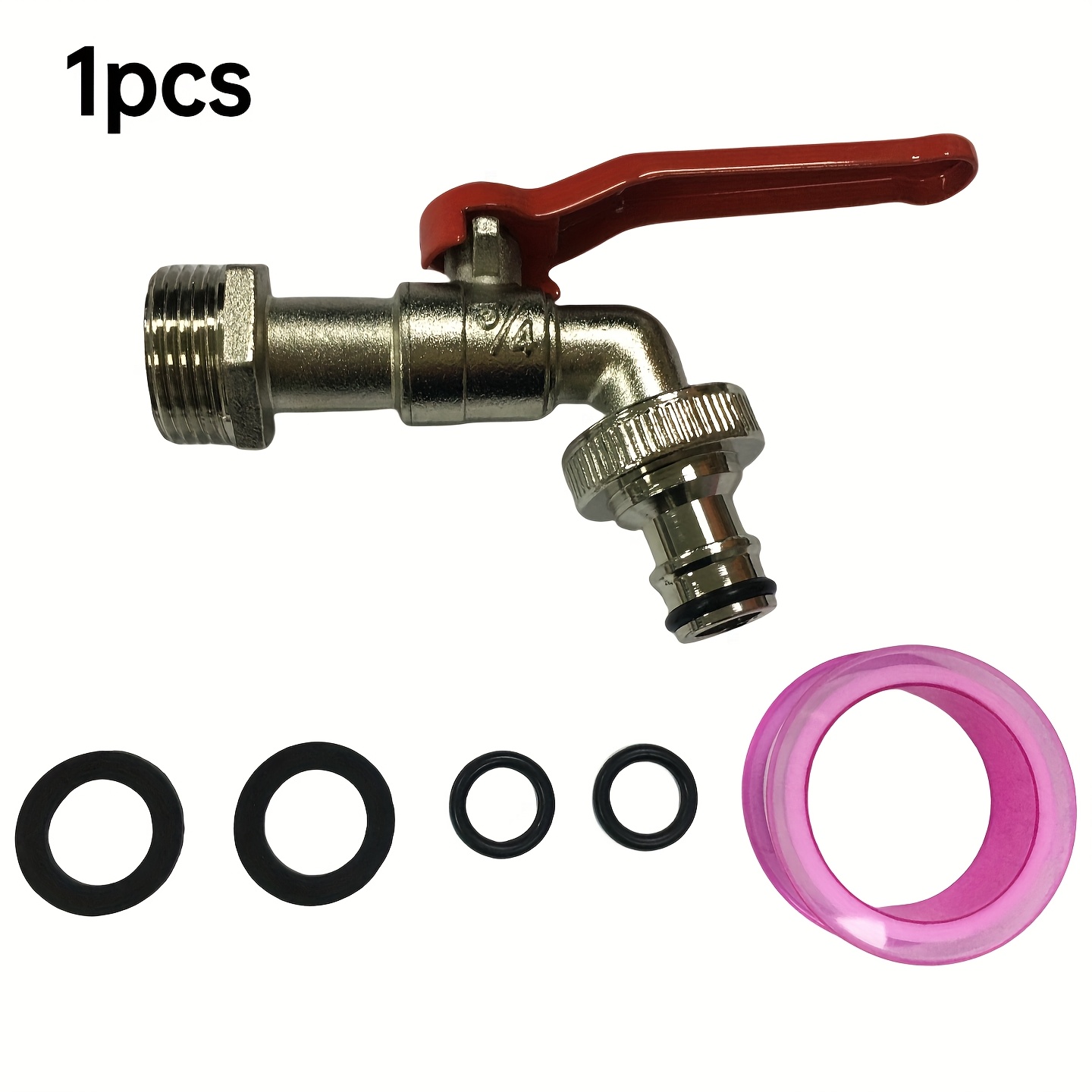 Image of 1pc, High-quality Alloy - Multifunctional Outdoor Garden Faucet, 1 Inlet And 1 Outlet, 3/4 "connector, , With Nozzle, For Watering Plants And Washing Machines, Garden Irrigation Tool