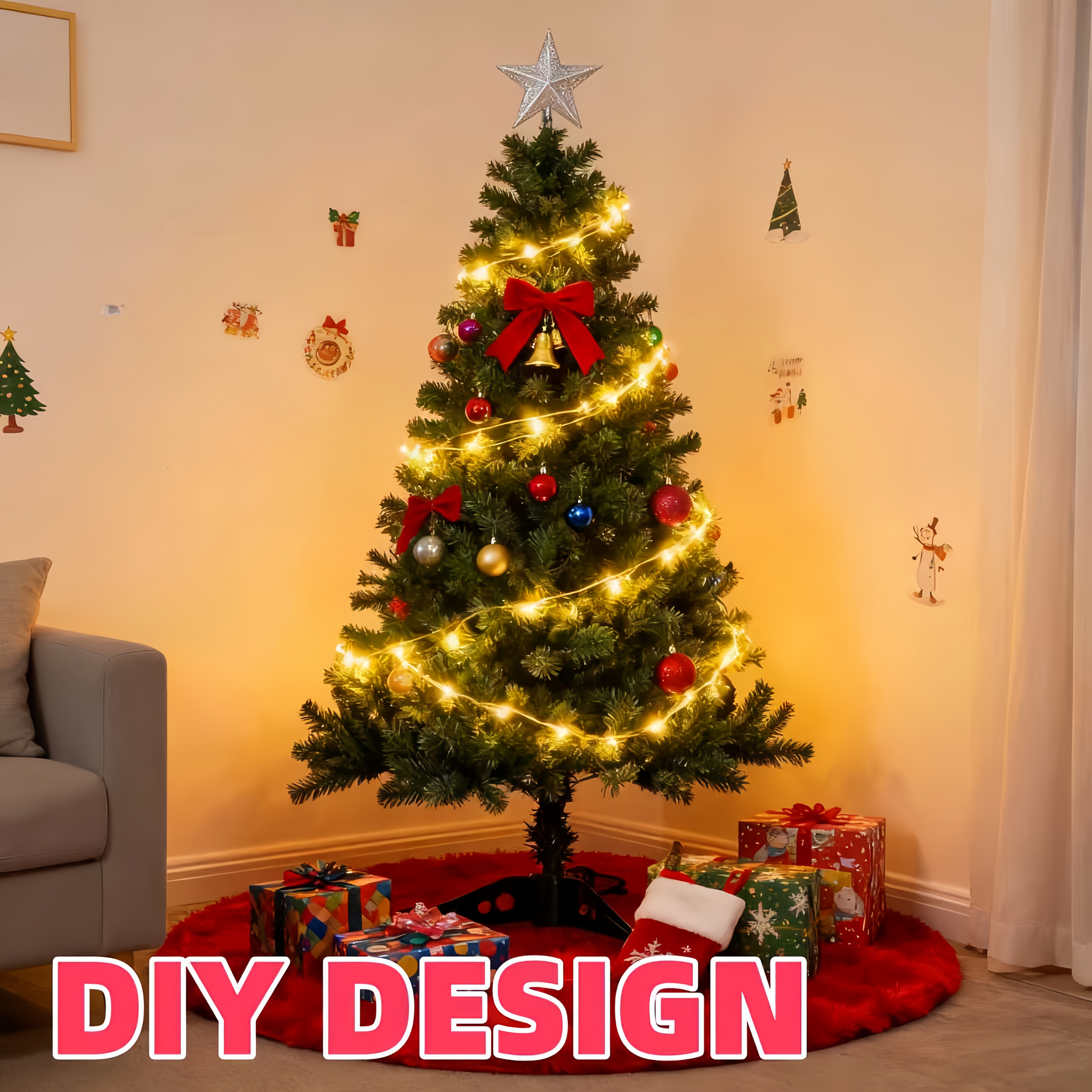 1pc Extra Large Artificial Christmas Tree - Realistic Indoor/Outdoor Decoration with Foliage, Low-Maintenance Plastic Material, No Water Needed, Durable & Perfect For Home, Garden, Or Holiday Decorations (thanksgiving, Halloween, Christmas