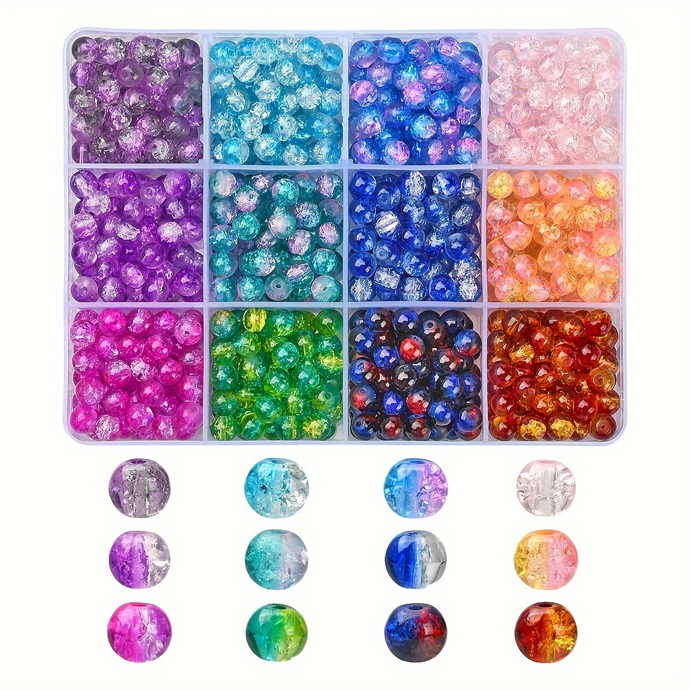 Approximately 840pcs Of 6mm Spray-painted Crackle Glass Beads, Suitable For Making Such As Bracelets And Necklaces