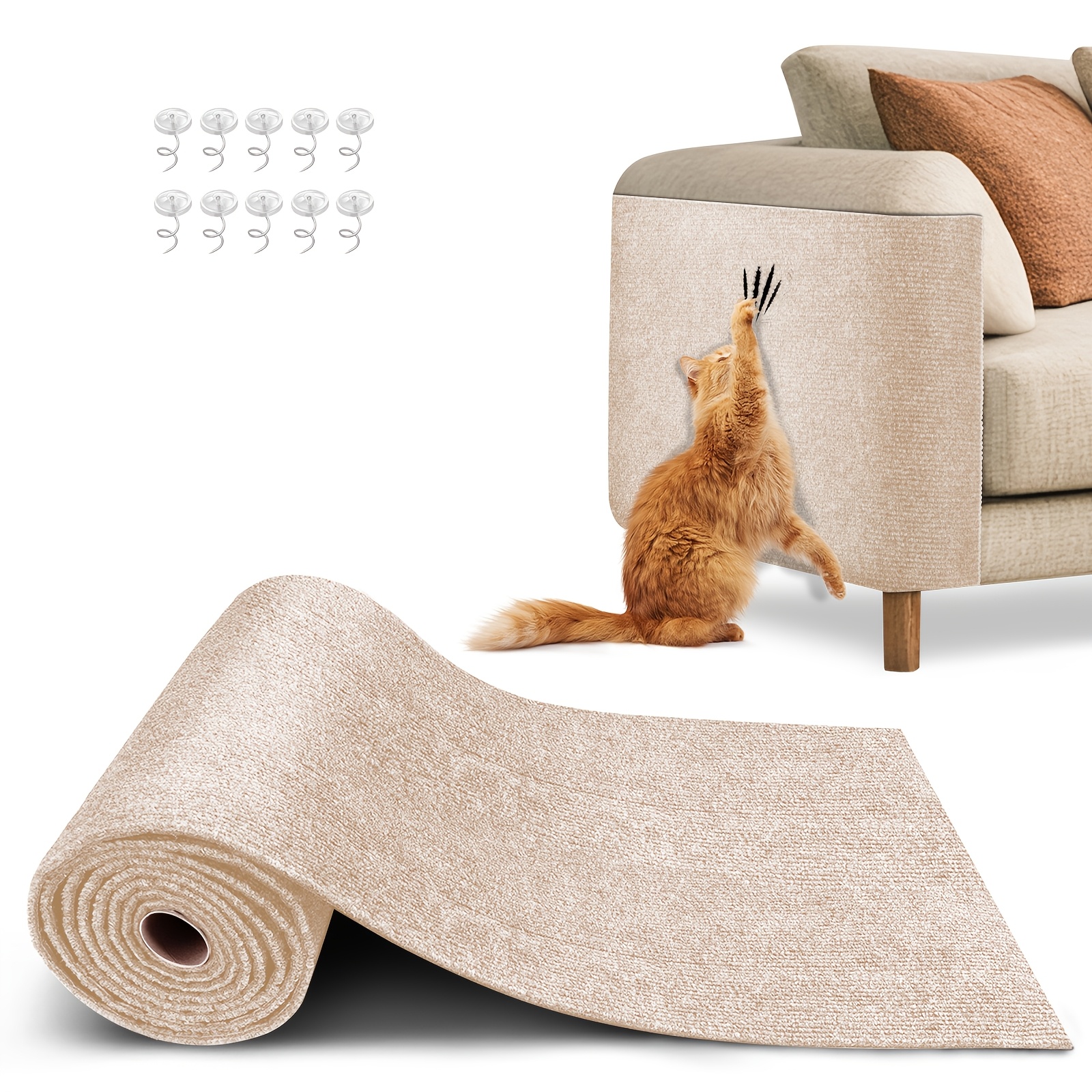 TEMU Self-adhesive Cat Scratching Mat, Suitable For Wall, Carpet, Sofa And Furniture Protection, Suitable For Cat Scratching Posts, Cat Scratching