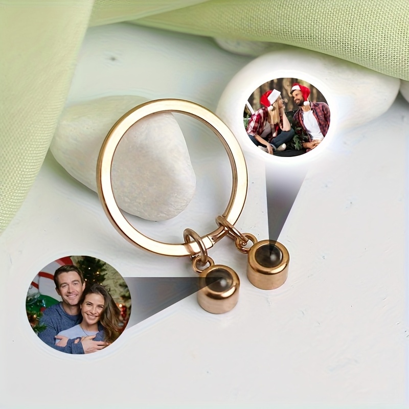 TEMU Customized Double-loop Projection Keychains With Photos Hidden Inside Charms Perfect As Keepsake Accessory For Couples On Anniversaries Or