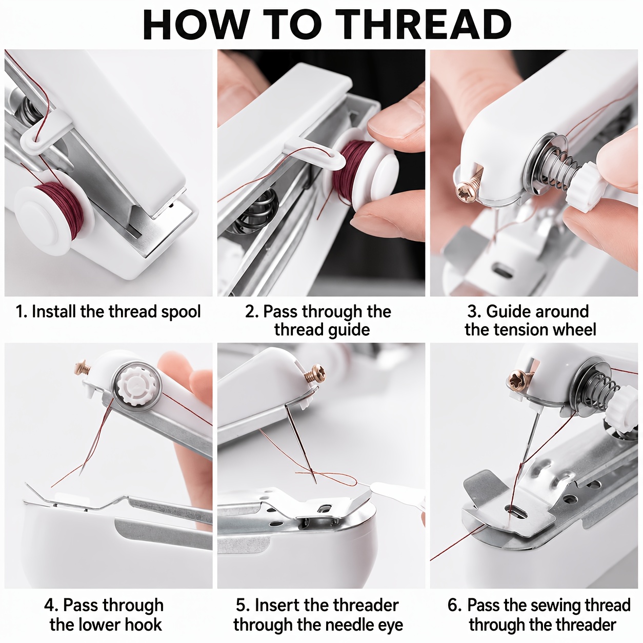 Mini Handheld Sewing Machine Kit with Color Thread Storage Box