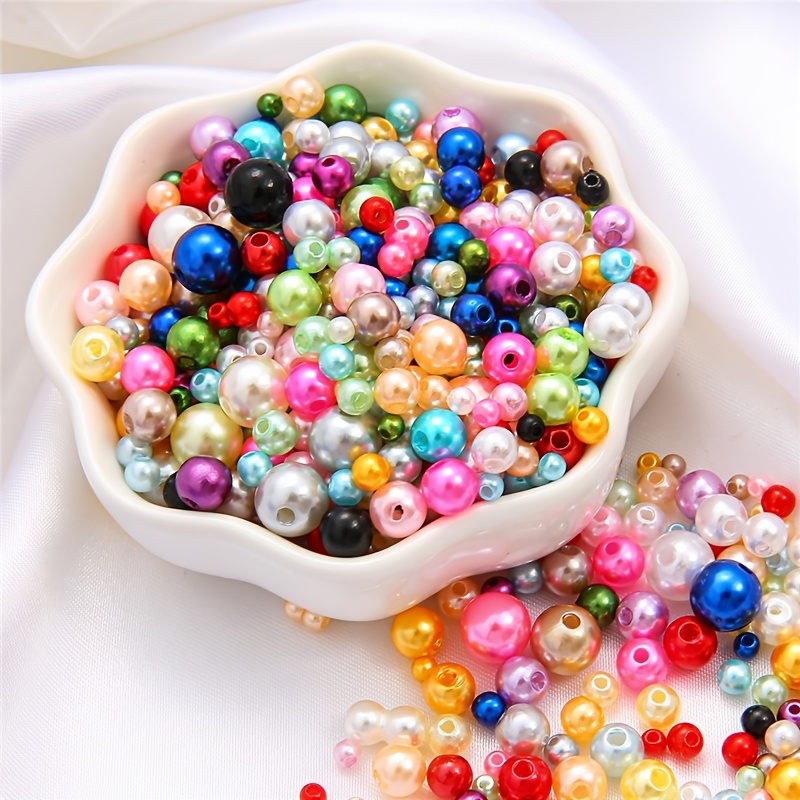TEMU 1000 pièces de perles rondes assorties de 3 à 10 mm, couleurs claires, pour fabrication de bracelets, cadeaux, fournitures de création de bijoux