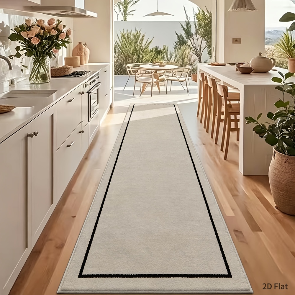 TEMU Velvet 1pc Slim Black Minimalist Framed Long Rug · Morandi Fashion Style · Thick, Soft, And Warm · High-end Feel For · Extends To · Room Look ·